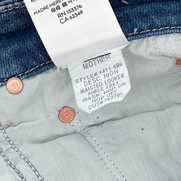 MOTHER NWT High Waisted Looker Ankle Fray Jeans Hop On Hop Off Women’s Size 24 - Picture 8 of 10